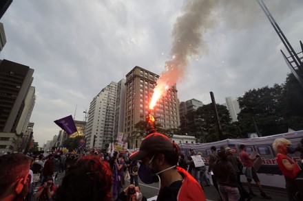 Protests Against Bolsonaro In Sao Paulo, Brazil - 19 Jun 2021 Stock ...