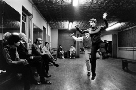 Liza Minnelli and costar Bob Dishy leap during rehearsals for "Flora the Red Menace", a new musical., New York, USA