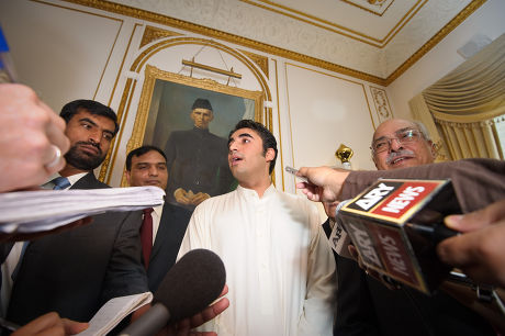 Bilawal Zardari Bhutto announces formation of fund for victims of the floods in Northern Pakistan at the Pakistan High Commission, London, Britain - 07 Aug 2010