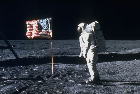 Astronaut Buzz Aldrin Saluting American Flag Editorial Stock Photo ...