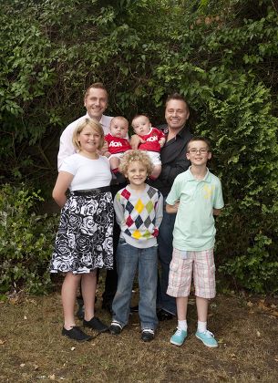 Britain's first gay surrogate fathers, Barrie and Tony Drewitt-Barlow with their family at home in Danbury, Essex, Britain - 27 Jul 2010