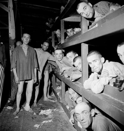 Emaciated Male Prisoners Lying Banks Standing Editorial Stock Photo