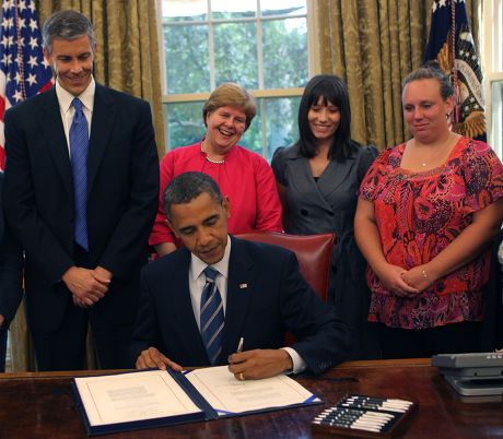 President Barack Obama signs Education Jobs and Medicaid Assistance Act, Washington DC, America - 10 Aug 2010