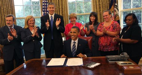 President Barack Obama signs Education Jobs and Medicaid Assistance Act, Washington DC, America - 10 Aug 2010