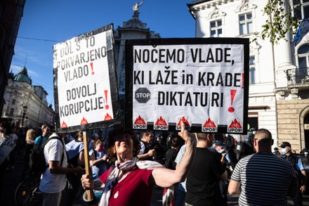 Mass anti-government protest mark Statehood Day in Ljubljana, Slovenia - 25 Jun 2021