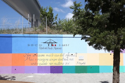 The mural in the Clearing of Memory has been completed: 43 colors for the victims of the Morandi bridge, Genoa, Italy - 01 Jul 2021