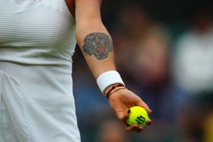 The tiger tattoo of Aryna Sabalenka of Belarus on show during her News  Photo  Getty Images