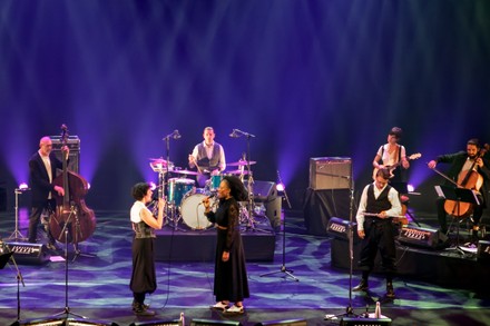 Tribe From The Ashes Band and singer Sandra Nkake perform during the Chorus Music Festival at La Seine Musicale in Paris on July 10, 2021