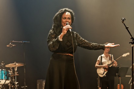 Singer Sandra Nkake performs on stage during the Chorus Music Festival at La Seine Musicale in Paris on July 10, 2021