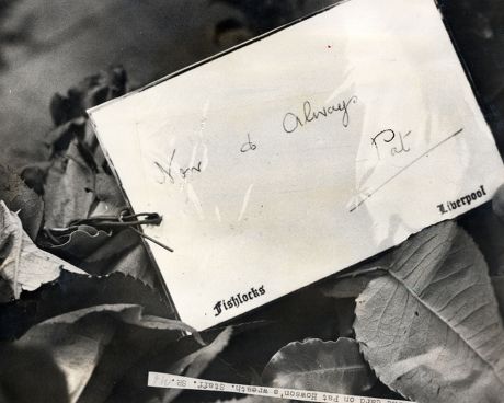 A Card Left On A Wreath By Pat Howson 36 The Fiancee Of Comedian George Formby Who Died 6/3/1961.
