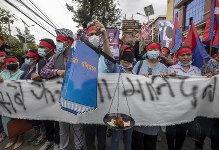 Supporters of Nepalese Prime Minister K.P. Sharma Oli protest against Chief Justice Cholendra Shumsher Rana, Kathmandu, Nepal - 12 Jul 2021