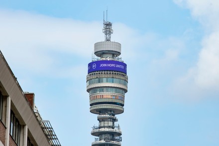 BT Tower displays a Hope United message in London, UK - 13 Jul 2021
