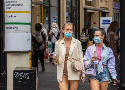 Members of the public wear masks in London today, London, GBR - 15 Jul 2021