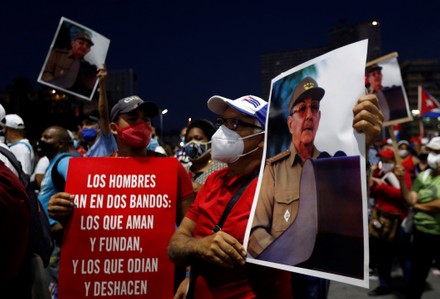 Thousands of people attend a pro-Revolution event in the presence of Raul Castro, Havana, Cuba - 17 Jul 2021