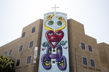 Los Angeles Mission at Skid Row unveils a 66-foot mural in Los Angeles, USA - 19 Jul 2021