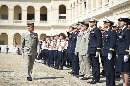Macron attends the Farewell to Arms Ceremony of Defence Staff Francois Lecointre, Paris, France - 21 Jul 2021