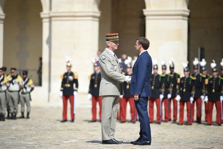 Macron attends the Farewell to Arms Ceremony of Defence Staff Francois Lecointre, Paris, France - 21 Jul 2021