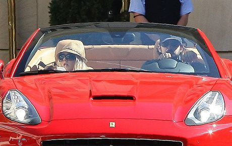 Christina Aguilera with husband Jordan Bratman in their new Ferrari car, The Peninsula Hotel, Beverly Hills, Los Angeles, America  - 04 Sep 2010