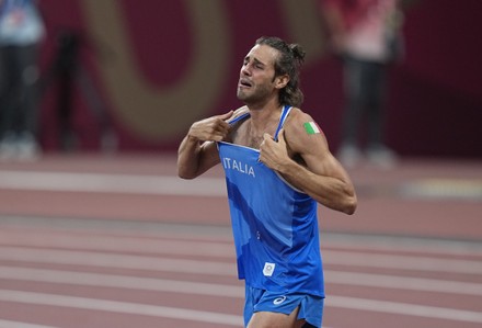 Gianmarco Tamberi Celebrating His Gold Medal Editorial Stock Photo ...