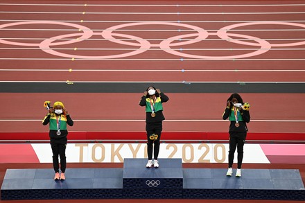 Japan Tokyo Oly Athletics Women's 100m Awarding Ceremony - 01 Aug 2021