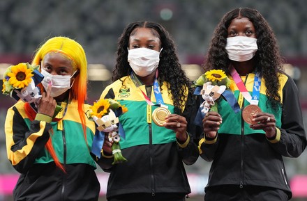 Japan Tokyo Oly Athletics Women's 100m Awarding Ceremony - 01 Aug 2021