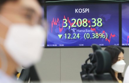 KOSPI closes in the red, Seoul, Korea - 12 Aug 2021