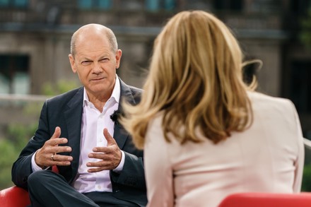 SPD top candidate for the federal elections Olaf Scholz attends ARD summer interview, Berlin, Germany - 15 Aug 2021