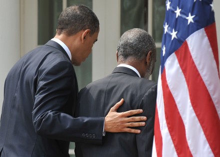 U.S. President Barack Obama and Haitian President Rene Garcia Preval in Washington, District of Columbia, United States - 10 Mar 2010