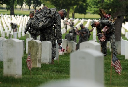 "Flags In" at Arlington National Cemetery, Virginia, United States - 27 May 2010