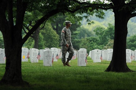 "Flags In" at Arlington National Cemetery, Virginia, United States - 27 May 2010