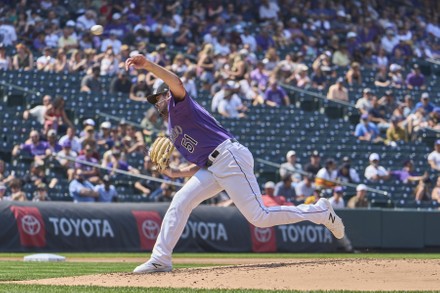 August 18 2021: San Diego center fielder Trent Grisham (2) gets a hit  during the game with San Diego Padres and Colorado Rockies held at Coors  Field in Denver Co. David Seelig/Cal