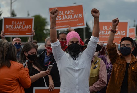 NDP Leader Jagmeet Singh Makes Campaign Stop In Edmonton, Canada - 18 Aug 2021