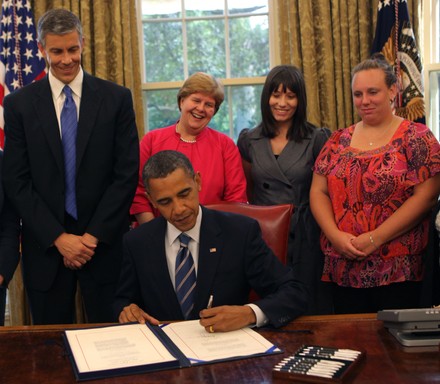 President Barack Obama signs the Education Jobs and Medicaid Assistance Act, Washington, District of Columbia, United States - 10 Aug 2010