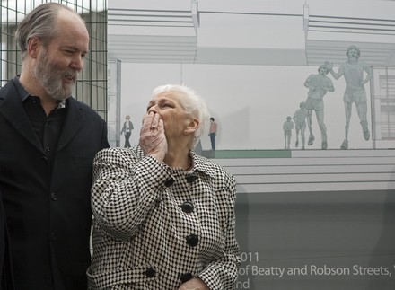 Author and artist Douglas Coupland helps unveil his concept for a new Terry Fox Memorial at BC Place in Vancouver, Canada - 19 Jan 2011