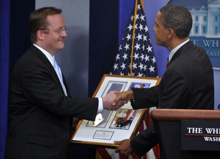 Obama bids farewell to Press Sec. Gibbs in Washington, South Carolina, United States - 11 Feb 2011