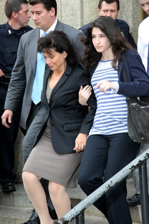 Anne Sinclair and Camille Strauss-Kahn leave court after Dominique Strauss-Kahn is indicted in New York, United States - 19 May 2011