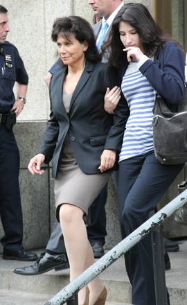 Anne Sinclair and Camille Strauss-Kahn leave court after Dominique Strauss-Kahn is indicted in New York, United States - 19 May 2011