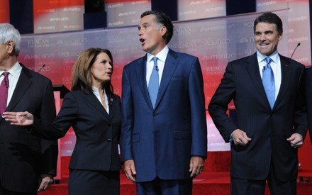 Presidential candidates arrive for the Republican debate at the Ronald Reagan Presidential Library in Simi Valley, California, United States - 07 Sep 2011