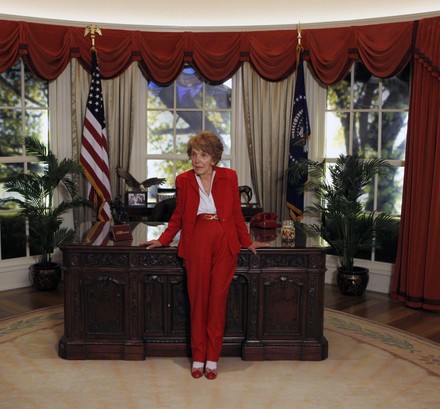Nancy Reagan waits to greet presidential candidates before the Republican debate at the Ronald Reagan Presidential Library in Simi Valley, California, United States - 08 Sep 2011