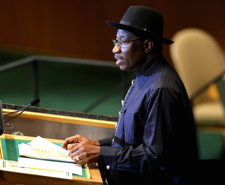 Goodluck Ebele Jonathan, president and Commander-in-Chief of the Armed Forces of the Federal Republic of Nigeria, addresses the General Assembly at United Nations, New York, United States - 21 Sep 2011