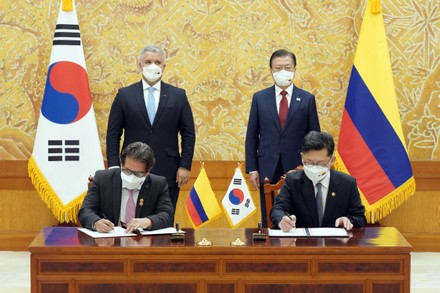 South Korea - Colombia pact on cultural cooperation, Seoul - 25 Aug 2021