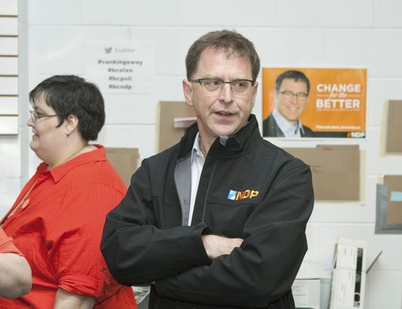 BC NDP leader Adrian Dix arrives at his Vancouver headquarters election day morning, Canada - 14 May 2013