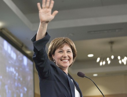 BC Liberal leader Christy Clark celebrates upset provincial election victory over the NDP in Vancouver, British Columbia, Canada - 15 May 2013