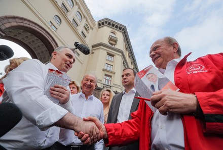 Russian Communist Party leader Gennady Zyuganov visits an action 'Reds in the City'  in Moscow, Russian Federation - 26 Aug 2021