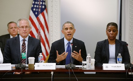 President Obama attends a meeting of the President's Export Council, Washington, United States - 19 Jun 2014