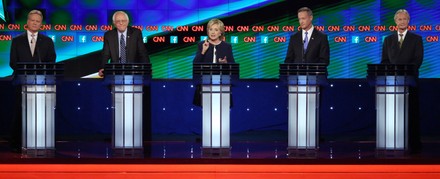 Presidential candidates pose prior to first Democratic Debate in Las Vegas, Nevada, United States - 14 Oct 2015