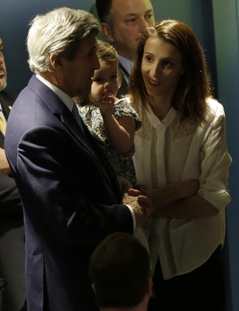 John Kerry holds his granddaughter at the UN, New York, United States - 22 Apr 2016