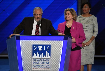 Barney Frank and Leticia Van De Putte speaking at the DNC in Philadelphia, Pennsylvania, United States - 25 Jul 2016