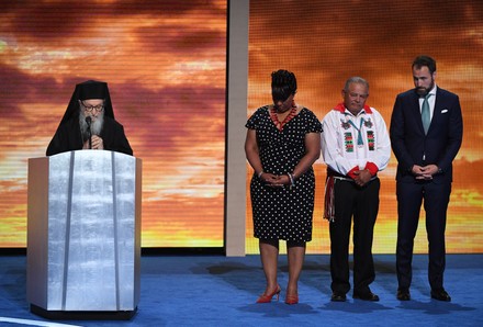 Archbishop Demetrios of America giving invocation at the DNC convention in Philadelphia, Pennsylvania, United States - 28 Jul 2016