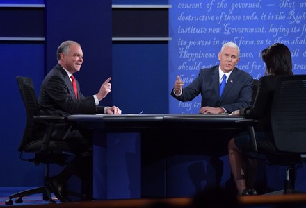 Tim Kaine and Mike Pence at the Vice Presidential Debate at Longwood Univserity, United States, Virginia - 04 Oct 2016